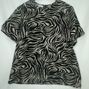 Vintage Truffles Zebra Print Blouse XXL Boxy 80s 90s Glam Mob Wife Aesthetic